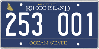 RI license plate 253001