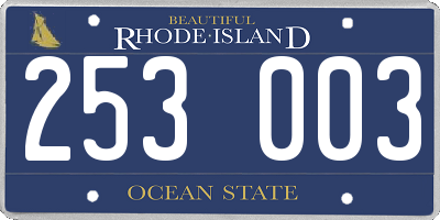 RI license plate 253003