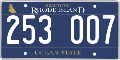 RI license plate 253007