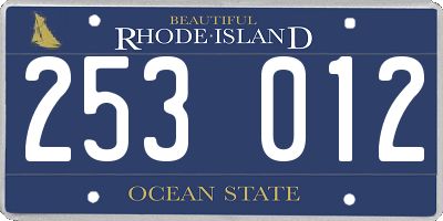 RI license plate 253012