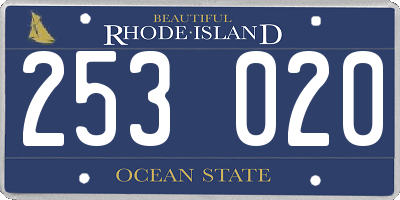 RI license plate 253020