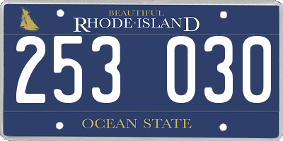 RI license plate 253030