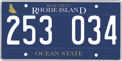 RI license plate 253034