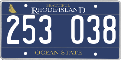 RI license plate 253038