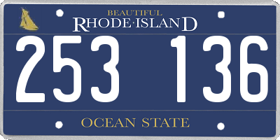 RI license plate 253136