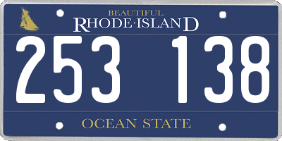 RI license plate 253138