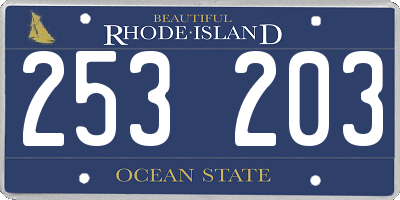 RI license plate 253203