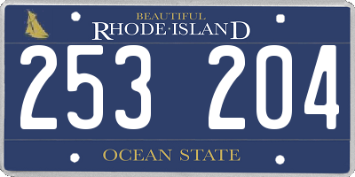 RI license plate 253204