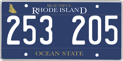 RI license plate 253205