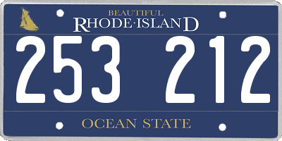 RI license plate 253212