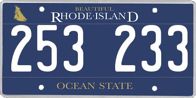 RI license plate 253233