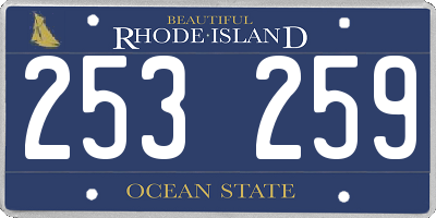 RI license plate 253259