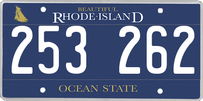 RI license plate 253262