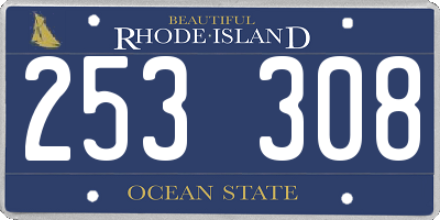 RI license plate 253308