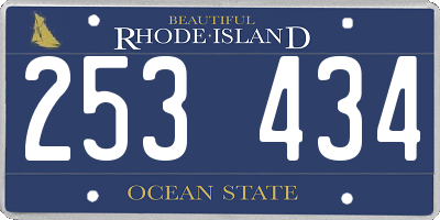 RI license plate 253434