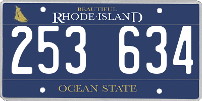 RI license plate 253634