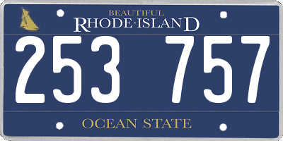 RI license plate 253757