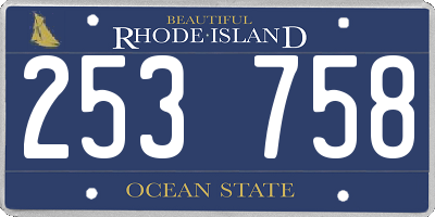RI license plate 253758