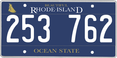 RI license plate 253762
