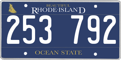 RI license plate 253792