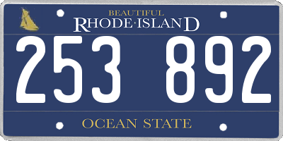RI license plate 253892