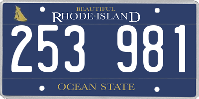 RI license plate 253981