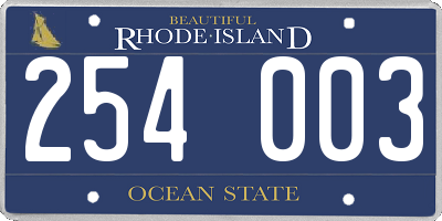 RI license plate 254003