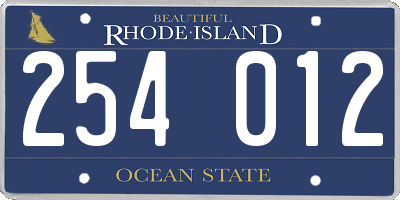 RI license plate 254012