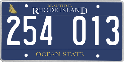 RI license plate 254013