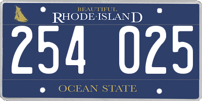 RI license plate 254025