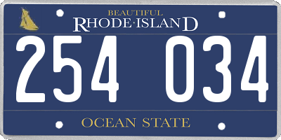RI license plate 254034