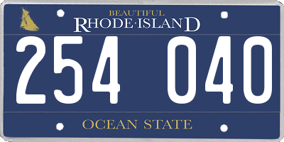 RI license plate 254040