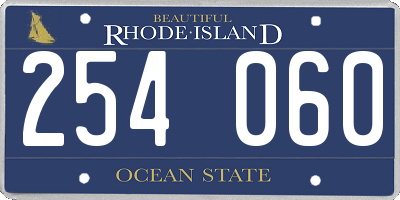 RI license plate 254060
