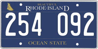RI license plate 254092