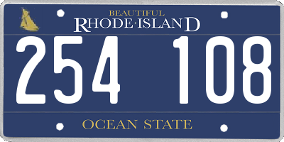 RI license plate 254108