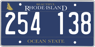 RI license plate 254138