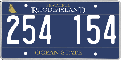 RI license plate 254154