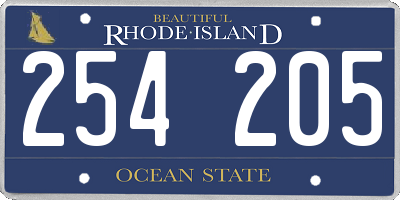 RI license plate 254205