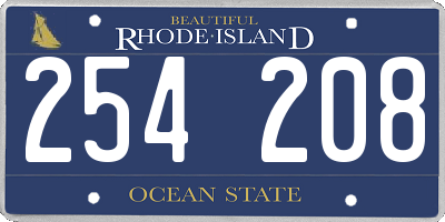 RI license plate 254208