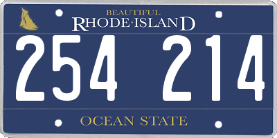 RI license plate 254214