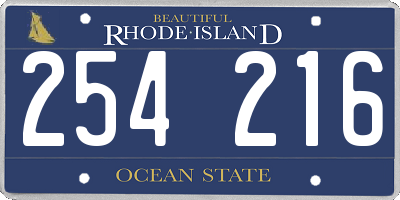 RI license plate 254216