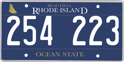 RI license plate 254223