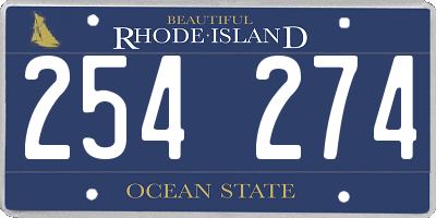 RI license plate 254274