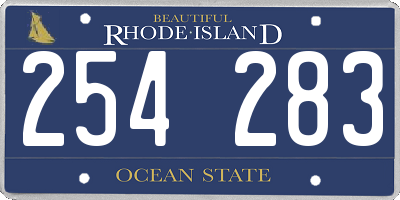 RI license plate 254283