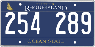 RI license plate 254289
