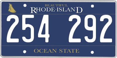RI license plate 254292