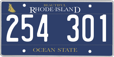 RI license plate 254301