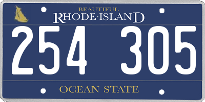 RI license plate 254305