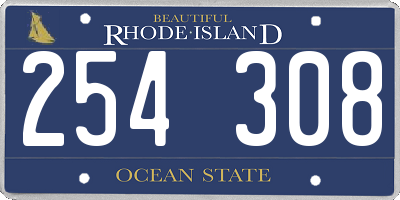 RI license plate 254308