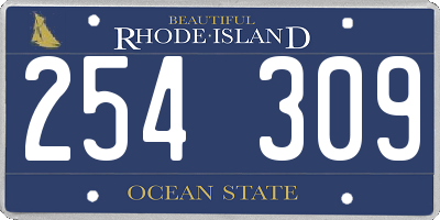 RI license plate 254309